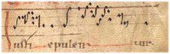 début du verset de l’alleluia Justi epulentur, Bellelay f. 351